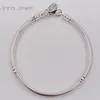 1pcs Drop Shipping Smycken 925 Sterling Silver Armband Kvinnor Snake Chain Charm Pärlor Satser för Pandora med Logo Ale Bangle Barn Födelsedagspresent 590728