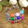 New Tibetan Bohemia Ethnic Fusion Bracelet Red /blue Stone Round Glass Beads Bangle Bracelet A204g Q0719