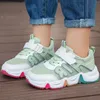 Autumn children sports shoes boys double mesh breathable student running shoes girls fashion rainbow sole sneakers 210713