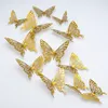 12pcs 3D Papillon Stickers Muraux Creusé Sculpté Conception 3 Tailles Papillons Stickers Chambre Décoration pour Chambre Fête De Mariage Décors