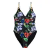 Women's Swimwear Women's Halter Tankini Summer 2022 Push Up Print Flower Swimming Dress Beach Wear Swimsuit Women Sexy V-neck Irregular