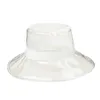 Sommar PVC Transparent Bucket Hat Bright Jelly Solid Color Wide Brim Andningsbar Vattentät Fiskare Regn Cap JXW855