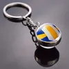 Keychains Fashion Glass Ball Keychain Basquete Baseball Baseball Vôlei Tennis Rugby Chain Chain Chain Keyring Sports Memorial Trinket Mir