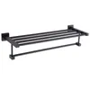 Toalleros Baño Baño Rack Aluminio Negro Soporte Plegable Montado En La Pared 40/50/60CM Riel Inodoro Bar