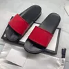 Designer tofflor män kvinnor glider läder gummi sandal tryck plattform skor mode casual randig toffel med original låda 35-48