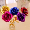 24K Gold Rose Flower 25*8cm Foil Plated Wedding Decorative Flowers Golden Decoration Flores Artificiales Para Decor Valentine Day Gifts