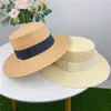 Mode Franse Panama Straw Hat Outdoor Sun Protection Flat Cap Summer Beach Vacation Caps Classic Ademend Breed Brav Hoeden