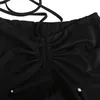 캐주얼 할로우 밖으로 여자를위한 바지 높은 허리 불규칙 레이스 최대 길이 플레어 바지 여성 여름 패션 210521