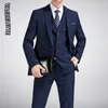 (Blazer + брюки + жилет) 3 шт. Мужские костюмы Slim Fit Wedding Formal Wear Business Business Black Men Suit Conse Elegant Costume Mains Homme