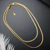 チョーカーZmfashion Jewelry on the Neck Gold Choker Double-Layer Oval Snake Chain Titanium Steel Gold-Plated 18Kネックレス2021253S