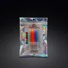 100 unids / lote 6 * 9cm Pequeña muestra holográfica potencia con cierre de cremallera Bolsas de embalaje Claro en la cremallera frontal Myalr Bolsa de almacenamiento de regalos plástico