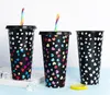 PP Bebidas Mudança a frio Creative Tumblers Chá de frutas 700ml xícaras de água plástica única mudança de camada mudando no copo de palha líquido de gelo