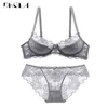 NXY Sexy Set Hollow Sexy Biustonosz UltraThin Setwear Set Plus Size C D Kubek Kobiety Przezroczyste Biustonosz Zestawy Koronki Haft Bielizna Szary Brassiere 1202