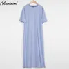 Oversized longo verão plus size mulheres fendas vestidos 6xl 7xl 8xl 9xl 10xl algodão solto casual maxi harajuku za boho vestido preto y0823