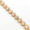 Link, Chain Luxury Egg Shaped Pink Stone Cubic Zirconia Crystal Zircon Bridal Bracelet & Bangle Wedding Dinner Party Accessories