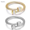 Bracelet réglable en deux couleurs pour femmes, bijoux en acier inoxydable, fil élastique, fermoir à breloques, bracelets Q0719