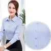 Kvinnor Bomullsskjortor Kvinna White Long Sleeve Tops Office Lady Lady Lady Blue Plus Size Basic Bluses 220307