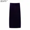 Kobiety Moda Pleaty Draped Sarong Midi Spódnica Faldas Mujer Kobieta Split Velvet Vestido Powrót Zipper Slim Spódniczki Qun721 210416