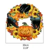 Halloween Fall Pumpkin Wreath with Black Cat for Front Door with Pumpkins Artificial Maples Sunflower Autumns Harvest Home Decor Y289c