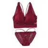 Women Lace Sexy Bra Sets Mesh Panties Padded Wireless Thin Straps Daily Breathable Femme Fashion Push Up Lingerie Brief Sets