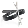 Bondage Sex Collar Leather Stainless Steel Heretics Fork Erotic Positioning Bandage Toys For MenWomen Adult Game A3201369352