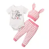 Kläder sätter 3st påsk baby pojkar flickor tryckt bodysuitpants hatt spädbarn kläder för sommarkläder4632185