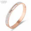 Fysara Cubic Zirconia Crystals Three Turnable Bangles for Women Slide Love Bangles Luxury Brand Fashion Stainless Steel Bangles Q0717