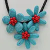 Fashion Red Coral och Blue Turquoises Flower Choker Halsband för män Chokers
