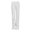 Streetwear Pantalon froncé pour femmes taille haute velours côtelé décontracté pantalon évasé femme vêtements de mode 210521