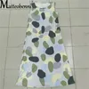 女性の印刷ドレス夏の大きい水玉ノースリーブロングドレス2021ファッションボヘミアンホリデースタイルビッグスイングハイウエストドレスx0521