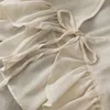 Blusas de mujer Camisas 2022 Primavera Verano Casual Chifón Kimono Cardiga Mujer Manga larga Volante Camisa blanca Tops Playa Protector solar Thin Sho