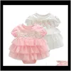 Rompertjes JumpsuitsRompers Baby Moederschap Drop Levering 2021 Zomerjurk Doop Baptism Geboren Meisje Kleding Roze Kids Bloem Jurken voor Meisjes Huwelijk