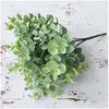 Couronnes de fleurs décoratives artificielles Eucalyptus herbe Bush faux plastique feuilles vertes plante pour la décoration de bureau à domicile