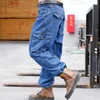 Casual Arbeitshosen Mode Lose Jeans Männer Hip Hop Baumwolle Hosen Große Tasche Mann Kleidung Männer