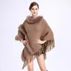 여자 모피 목도리와 술 스웨터 Poncho 가짜 훔친 Femme Fausse Mujer Falso Pelaje Chal Scaves