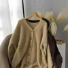 Cardigan d'hiver pull femmes manteau fausse fourrure pull tricoté bouton coréen doux hauts chauds CT001 210421