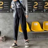 Ankomst Vår Höst Korea Mode Kvinnor Hög midja Lös Casual Denim Harem Byxor Vintage Black Ladies Jeans S341 210512