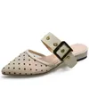 Kvinnor Sandaler Mesh Point Toepolka Dot Metal Decoration Fashion Ladies Shoes Woman Tisters Elegant Female Summer