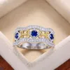 Anneaux de mariage Huitan Vintage magnifique bague femme brillant bleu CZ pierre WifeMother cadeau d'anniversaire grand Antique Anillos2129404