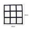 9 Panelkuddtäckning Blank sublimeringskuddfodral Black Grid Woven Polyester Heat Transfer Cushion Cover Throw SOFA Kudde Cases 40*40cm Dh9586