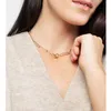 Kedjor 18K guldpläterad enkel pappersstift länk ot halsband lås choker för kvinnor rostfritt stål smycken