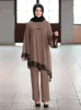 Ramadan Dubai Abaya Dames 2 Stuk Set Moslim Hijab Topsand Wide Been Broek UAE Turky Past Islamitische Kleren Kaftan Robe Twee jurk