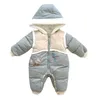 Design de moda inverno aquecido bebê roupas 6m 9m 12m 18m crianças espessamento bodysuit one-peças menino menina footies 210529