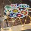 DIY de crochet doilies multicolor copos quadrados quadrado tapetes decoração artesanal crochet copo pad 9cm roupas de lã remendo 50 pçs / lote 210817