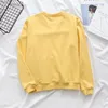 miel brodé Femmes Sweat à manches longues jaune Pull vintage coton lâche Hoodies Hiver streetwear Femme 210521