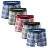 3 pcs Sexy rouge noir Plaid boxer court respirant coton sous-vêtements hommes homme cueca shorts mâle slip unique doux calzoncillos