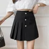 Vår sommar kvinnor hög midja asymmetrisk ruffles knapp mini kjol casual kvinnlig smal svart korta damer kjolar 210430