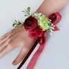 Decorative Flowers & Wreaths White Corsage Artificial Flower Silk Wrist For DIY Wedding Party Decoration Men's Fake