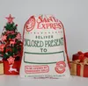 200pcs 2021 Ultimi stili Sacchetti regalo di Natale Grande borsa di tela pesante organica Borsa con coulisse sacco di Babbo Natale con renne SN5667