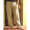 Męskie spodnie Casual Spodnie Bawełna I Pościel Solidna Kolor Luźny Mid-Waist 2021 Jesień Sprzedaży Ulica Plus Size Odzież M-3XL